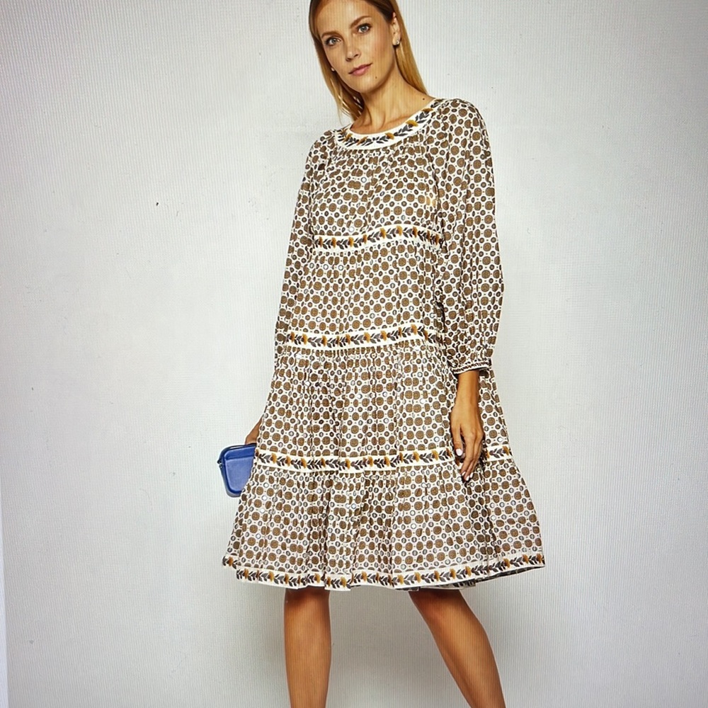 Tory Burch Long Sleeve Dress in Elegant Brown